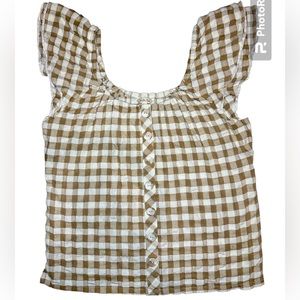 Annabelle Matilda Jane Gingham flutter sleeve top Women’s large Cottagecore